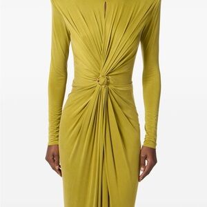 Chic Long Sleeve Gathered Dress in Mustard